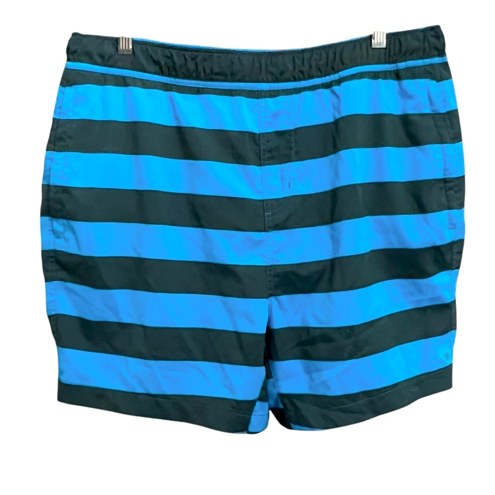 MACK WELDON MENS BLUE STRIPED LINED SWIM TRUNKS WITH POCKETS SIZE X-LARGE